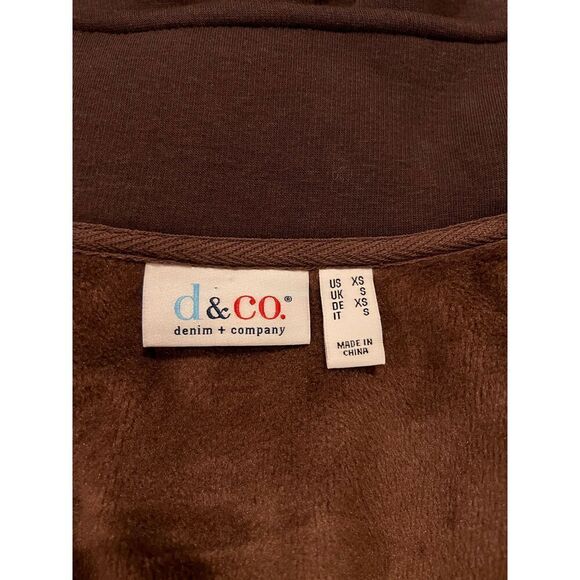 Denim & Co Jacket women’s size XS brown button down long sleeve soft warm cozy - Picture 6 of 8